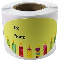 Happy Birthday Gift Tag Stickers for Presents 4 Different Designs 1.5 x 2.5 Inch 100 Adhesive Labels On A Roll