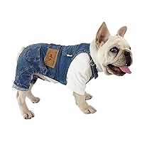 GabeFish Washable Dog Jean Overalls Puppy Denim Jumpsuit for Pets Vintage Outfit for Small Dogs Label 2XL Blue