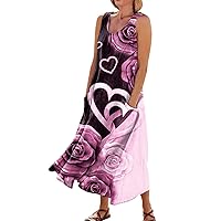 Sleeveless Dress for Women Oversized Crewneck Tank Dress Boho Pleated Party Cami Sexy Dress 2024