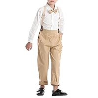 YiZYiF Baby Boy Clothes Suits Toddler Dress Shirt with Bowtie Suspender Pants Outfit Sets for Wedding Birthday Party