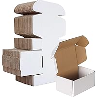 HORLIMER 6x4x3 inches Shipping Boxes Set of 50, White Corrugated Cardboard Box Literature Mailer
