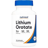 Lithium Orotate 5mg, 120 Capsules - Veggie Caps, Non-GMO, Gluten Free