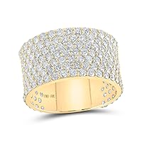 The Diamond Deal 10kt Yellow Gold Mens Round Diamond Pave Band Ring 5-5/8 Cttw