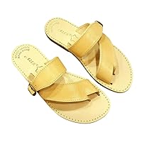 Ancient Greek Style Leather Sandals Thong Roman Handmade Womens Strappy Shoes Gladiator Spartan PHILLYS Summer Flat Heel Slide Slip-On Flip Flops Natural Colour Shoes
