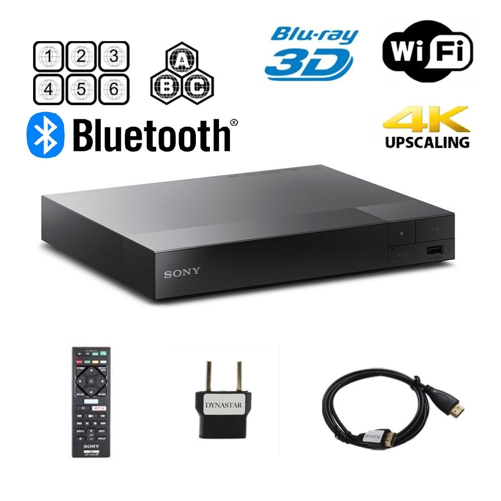 Sony BDP-S6700 Multi Region Blu-ray DVD Region Free Player 110-240 Volts; Dynastar HDMI Cable & Dynastar Plug Adapter Package WiFi / 3D/ 4K UpScaling Smart Region Free