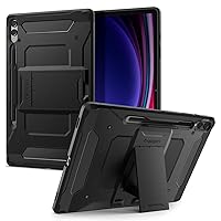 Spigen Tough Armor Pro Designed for Samsung Galaxy Tab S9 Plus Case 12.4 Inch 2023 (SM-X81) Premium Shockproof Protective Hard Shell Case with Kickstand and S Pen Holder - Black