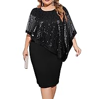 Hanna Nikole Women's Plus Size Sequin Tassel Party Cocktail Bodycon Evening Club Dress Black 2XL