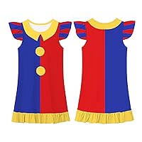 The Amazing Digital Circus Girls Dress Little Princess Dress Ruffle Short Sleeve Cartoon Game Dress