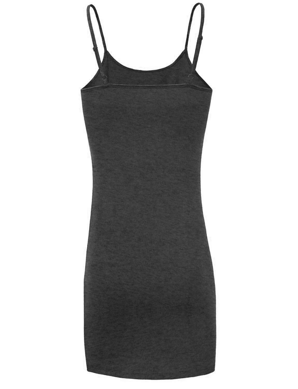 J. LOVNY Womens Basic Solid Spaghetti Strap Fitted Tunic Sleeveless Top Dress