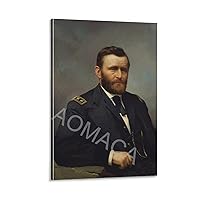 The 18th President of The United States Ulysses Grant Oil Painting Poster Retro Poster (2) Canvas Painting Wall Art Poster for Bedroom Living Room Decor 12x18inch(30x45cm) Frame-style