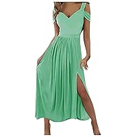Dresses for Women Printing V-Neck Sleeveless Sexy Split Dress Tie-Dye Gradient Solid Color Dress