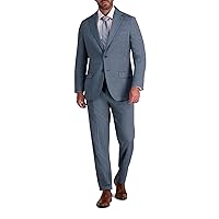 Haggar Mens Premium Stretch Tailored Fit Subtle Pattern Suit Separates- Pants and Jackets Blazer, Chambray- Jacket, 44 US