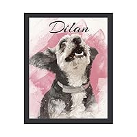 OFCCustomized Dog/Cat Portrait Watercolor Painting Canvas Prints with Your Photos Wall Art for Home Decoration, Personalized Memorial Gift for Pet Lovers Dog Moms (Customized-1 image)