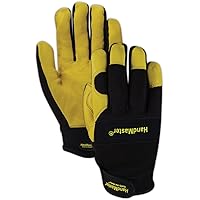 ProGrade Plus Leather Mechanic’s Gloves with Neoprene Coating, 1 Pair, Medium, Black & Yellow
