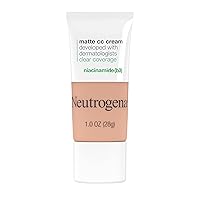 Neutrogena Clear Coverage Flawless Matte CC Cream, Full-Coverage Color Correcting Cream Face Makeup with Niacinamide (b3), Hypoallergenic, Oil Free & -Fragrance Free, Apricot, 1 oz
