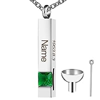 Custom Urn necklace for ashes Personalized Name Memorial cremation jewelry BirthStone Vertical Bar Pendant