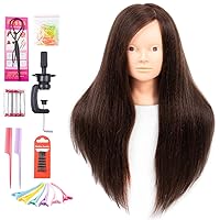 Mannequin Head with Hair and Stand, 60% Real Hair Mannequins to Practice on, Doll Head for Hair Styling, Real Hair Mannequin Heads for Makeup Practice, Manikin Head Cosmetology(4#, Non-Makeup)