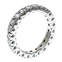14k White Gold Round Diamond Eternity Anniversary Wedding Ring (1.25-1.75 CT TDW)