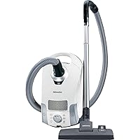 Miele Compact C1 Pure Bagged Canister Vacuum with High Suction Power Designed for Hard Floors and Low-Pile Carpet, Lotus White