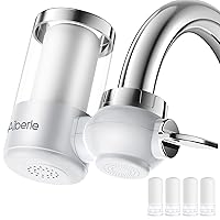 Water Filter for Bathroom Sink, 5 Filter Elements with Transparent Faucet Mount, KitchenTap Water Filtration System, Reduce Chlorine, Tasting Filtered Water