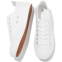 FRACORA Women's PU Leather Tennis Shoes Low Top lace up Casual Shoes Comfortable Fashion Sneaker