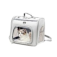 Galatée Cat Dog Backpack, Dog Travel Bag with Mesh Window, Pet Backpack for Small Medium Dogs and Cats, Cat Backpack for Travel, Hiking and Outdoor Use (White)