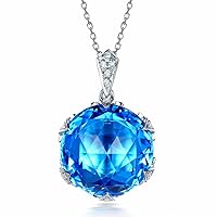 Fashion Jewelry Topaz Gemstone Necklace With Natural Diamond Solid 14K White Gold Engagement Promise Pendant Sets