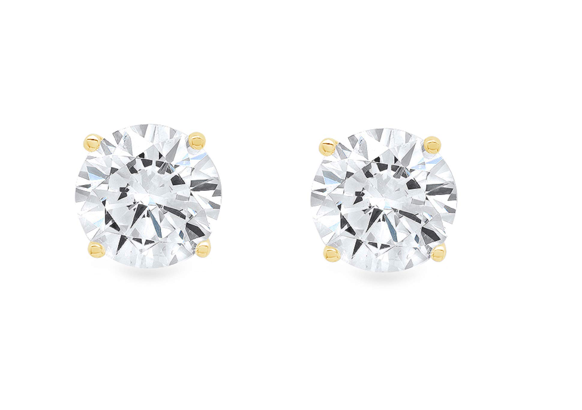 1.9ct Round Cut ideal VVS1 Conflict Free Gemstone Solitaire Genuine Moissanite Unisex Designer Stud Earrings Solid 14k Yellow Gold Push Back