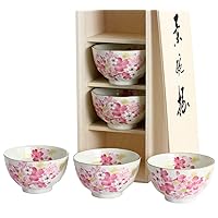 Ceramic Indigo, Hanakirara Rice Bowl, Pink, Size: Approx. φ4.3 inches (11 cm), H 2.6 inches (6.6 cm), 03753