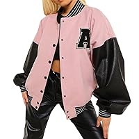 YangMeng European American WomenS Baseball Uniform Easily Match With T-Shirts, Sweatshirts Or Shirts, As Well As Your Favorite Jeans, Casual Pants, Boots, Canvas Shoes(Pink,XL)