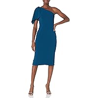 Dress the Population Women's Tiffany Asymmetrical Bow Neckline Bodycon Midi Dress