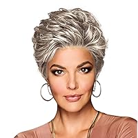 OUT THE DOOR Short And Sassy Boy Cut Wig, Shake and Go Style Designer Series by Hairuwear, Average Cap Size, GF56-60 Silver