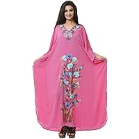 Cotton Kashmiri Aari Work Designer Kaftan Maxi Dress Beachwear Cover Up