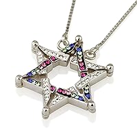 Butterfly Star of David Necklace, Reversible Necklace 925 Sterling Silver Pendant with Jewish Star Symbol, Israeli Made Hebrew Israelite,Jewish Jewelry, Kabbalah, Jewis