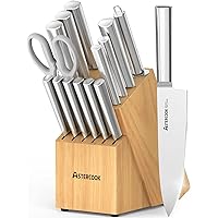 Astercook Knife Set, 15 Pieces Chef Knife Set with Block for Kitchen, German Stainless Steel Knife Block Set, Best Gifts