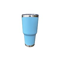 Personalized Tumbler with lid - Vacuum insulated travel mug with spill proof lid - 30 Oz Stainless Steel Tumbler. (Light Blue)