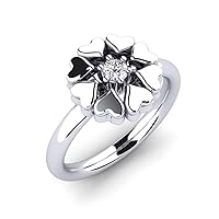 0.33Ct Round Sim Diamond Heart Flower Shape Engagement Ring 14K White Gold Over