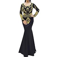 African Black and Gold Prom Style Babyshower Kaftan Handmade Morocco Embroidery Lycra Dress
