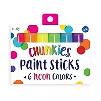Ooly Chunkies Quick Drying Tempera Paint Sticks for Kids, Neon Colors, Set of 6 Twistable Kids Paint Sticks for Toddlers 2-4 Years, Mess Free Chubby Toddler Paint Sticks [6 Neon Colors]