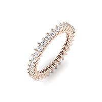 REAL-GEMS Stunning Proposal Ring Lab Created G VS1 Diamond Round Eternity 0.96 Carat 14k Rose Gold Size 4 5 6 7 8 8