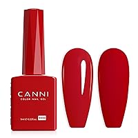 CANNI Red Gel Nail Polish, 1Pcs Red Gel Polish Red Color Nail Polish Gel High Gloss Soak Off U V Gel Nail French Nail Manicure Salon DIY