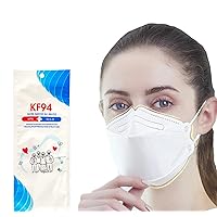 KF94 Mask White 10 Pack, 4-Layer Disposable Face Masks, Individually Wrapped, 3D-Stereo Structure Breathable Safety, Unisex