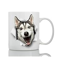 Winston & Bear Funny Husky Dog Mug - Ceramic Funny Coffee Mug - Cute Novelty Coffee Mug Present - Great Birthday or Christmas Surprise for Friend or Coworker (15oz)
