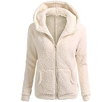 FQZWONG Winter Coats For Women Plus Size Fleece Sherpa Long Sleeve Hooded Jackets Casual Warm Full Zip Up Outerwear Clothes