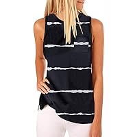 Hount Women's High Neck Tank Tops Summer Sleeveless T Shirts Loose Fit with Pockets