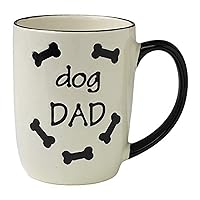 13069 Dog Dad Stoneware Mug 4-Inch Diameter and 5-Inch Tall Mug with 24-Ounce Capacity and Dishwasher and Microwave Safe, White