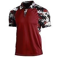 Mens Camouflage Outdoor Polo Shirt Short Sleeves Military Tactical Golf T-Shirts Athletic Moisture Wicking Casual Tees