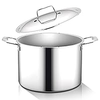 NutriChef 8-quart Stockpot with Lid - PFOA/PFOS Free Stainless Steel Stain-Resistant Pot Kitchen Cookware w/ Satin Interior, Polished Exterior, Cast Handles - Works w/ Model NCSSX45