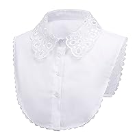 Mural Art Women's Stylish Detachable Half Shirt Blouse False Collar Vintage Hollow Out Organza Floral Shirt Collar Dickey Collar (White, Style 3)