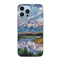 Grand Teton National Park Printed Magnetic Case for iPhone 13 Pro Case Frosted Shockproof Clear Phone Case Cover 6.1 Inch,High-Speed Charging,Acrylic Back,Not Yellowing